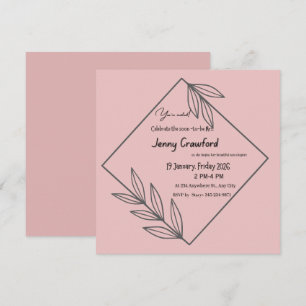 Invitation de Baby Shower Minimaliste Rose Poussié