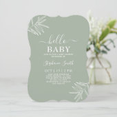 Invitation de Baby shower minimaliste Sage (Debout devant)