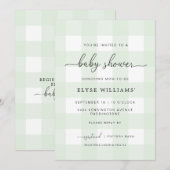 Invitation de Baby shower Mint Green En vichy (Devant / Derrière)