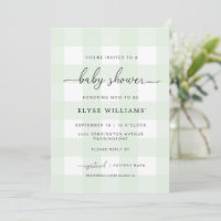 Invitation de Baby shower Mint Green En vichy