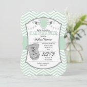 Invitation de Baby shower Mint Green Grey Chevron (Debout devant)