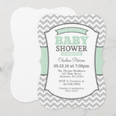 Invitation de Baby shower Mint Green Grey Chevron (Devant / Derrière)