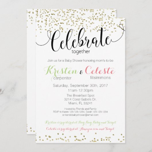 Invitation de Baby shower mixte (Devant / Derrière)