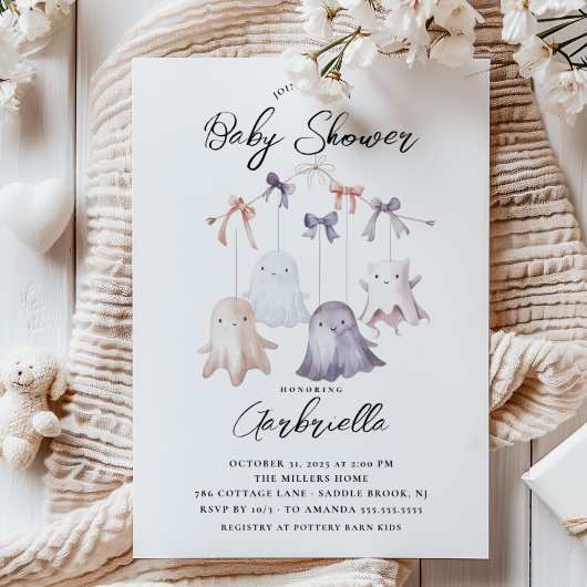 Invitation de Baby shower mobile Ghost mignonne