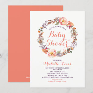 Invitation de Baby Shower Moderne Fille Fleur Auto
