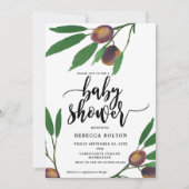 invitation de baby shower moderne laurier de la br (Devant)