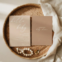 Invitation de baby shower moderne neutre Hello Bab