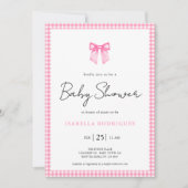 Invitation de Baby shower moderne Pink Bow En vich (Devant)