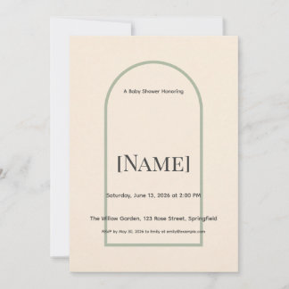 Invitation de Baby Shower Moderne Sage Arch, Modif
