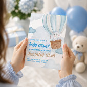 Invitation de baby shower modifiable Bleu & Blanc