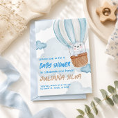 Invitation de baby shower modifiable Bleu & Blanc