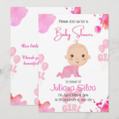 Invitation de baby shower modifiable rose pour béb (Devant / Derrière)