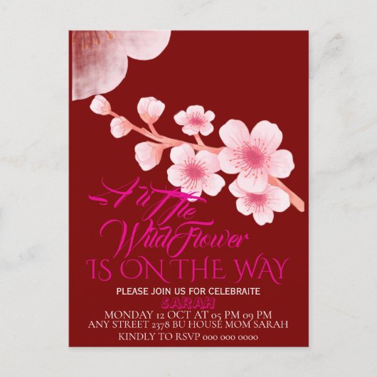 Invitation de baby shower modifiable Un Petit Fleu (Devant)