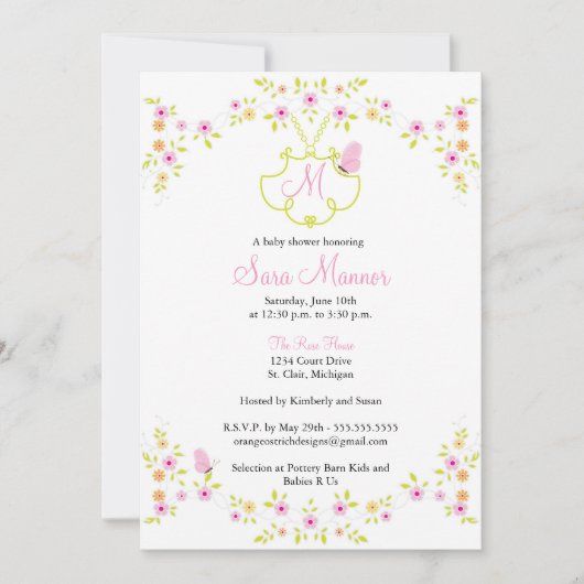 Invitation de baby shower - monogramme (Devant)