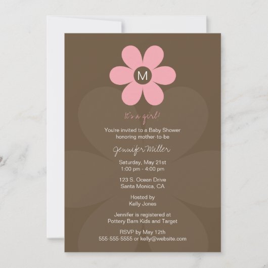 Invitation de Baby shower Monogramme moderne (Devant)