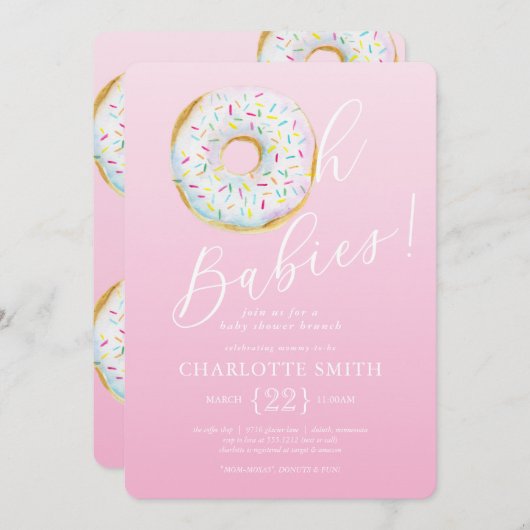 Invitation de Baby shower multiples Donut (Devant / Derrière)