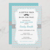 Invitation de Baby shower Mustache Little Man (Devant / Derrière)