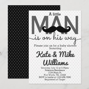Invitation de Baby shower Mustache Little Man