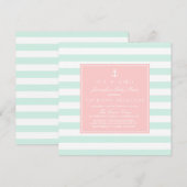 Invitation de Baby shower nautique à la menthe et (Devant / Derrière)