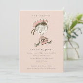 Invitation de Baby shower nautique Blush Little Sa (Debout devant)