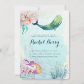 Invitation de Baby shower nautique de baleine (Devant)