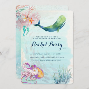 Invitation de Baby shower nautique de baleine
