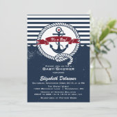 Invitation de Baby shower nautique de la Marine et (Debout devant)