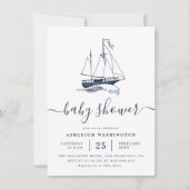 Invitation de Baby shower nautique du navire de la (Devant)