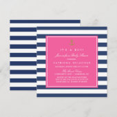Invitation de Baby shower nautique Hot Pink & Navy (Devant / Derrière)