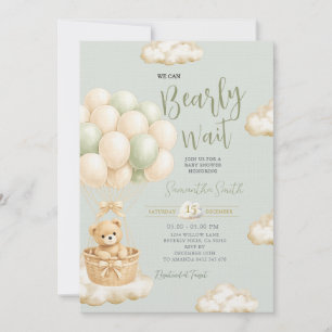 Invitation de baby shower neutre avec ours en ball