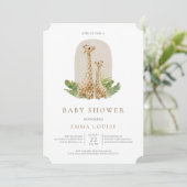 Invitation de Baby shower Neutre Boho Giraffe (Debout devant)