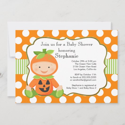 Invitation de Baby shower neutre Citrouille de la  (Devant)
