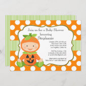 Invitation de Baby shower neutre Citrouille de la  (Devant / Derrière)