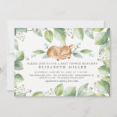 Invitation de Baby shower neutre de cerf doux (Devant)