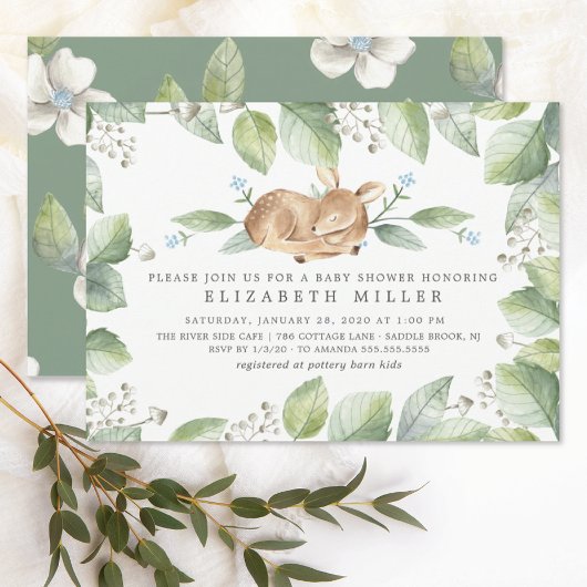 Invitation de Baby shower neutre de cerf doux
