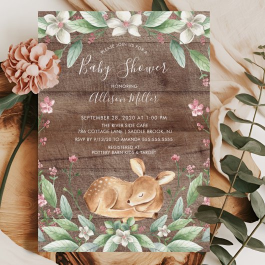 Invitation de Baby shower neutre de cerf doux rust