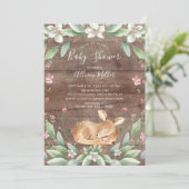 Invitation de Baby shower neutre de cerf doux rust (Debout devant)