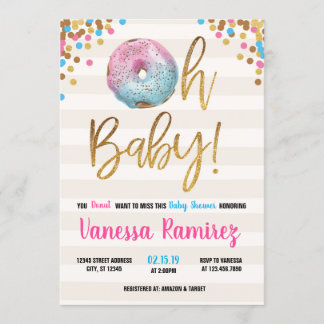 Invitation de baby shower neutre Donut Twins