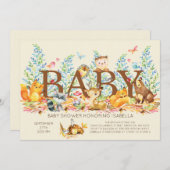 Invitation de Baby shower neutre en bois rustique (Devant / Derrière)