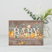 Invitation de Baby shower neutre en bois rustique (Debout devant)