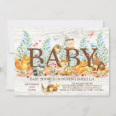 Invitation de Baby shower neutre en bois rustique (Devant)