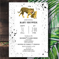 Invitation de Baby shower neutre Mama Tiger