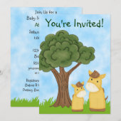 Invitation de Baby shower neutre pour cheval perso (Devant / Derrière)