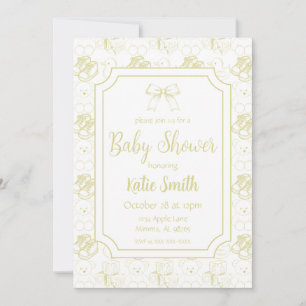 Invitation de Baby shower neutre pour le sexe jaun