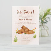 Invitation de baby shower neutre pour les jumeaux (Debout devant)