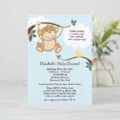 Invitation de Baby shower neutre singe et Birdie (Debout devant)
