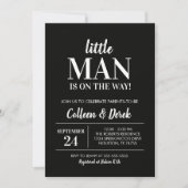 Invitation de Baby shower noir et blanc Little Man (Devant)