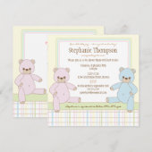 Invitation de Baby shower Nounours de Twin Boy Gir (Devant / Derrière)