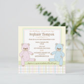 Invitation de Baby shower Nounours de Twin Boy Gir (Debout devant)