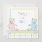 Invitation de Baby shower Nounours de Twin Boy Gir (Dos)